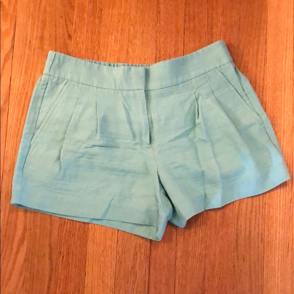 J. Crew elastic waist pleated mint colored shorts